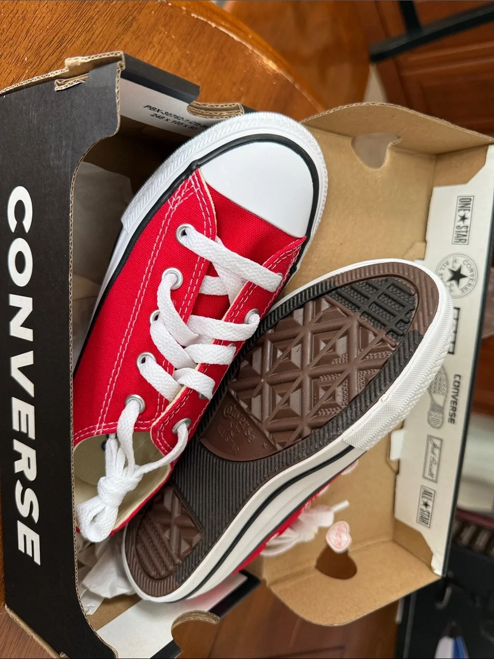 Converse Kids Red Canvas Low-Top Sneakers with White Details